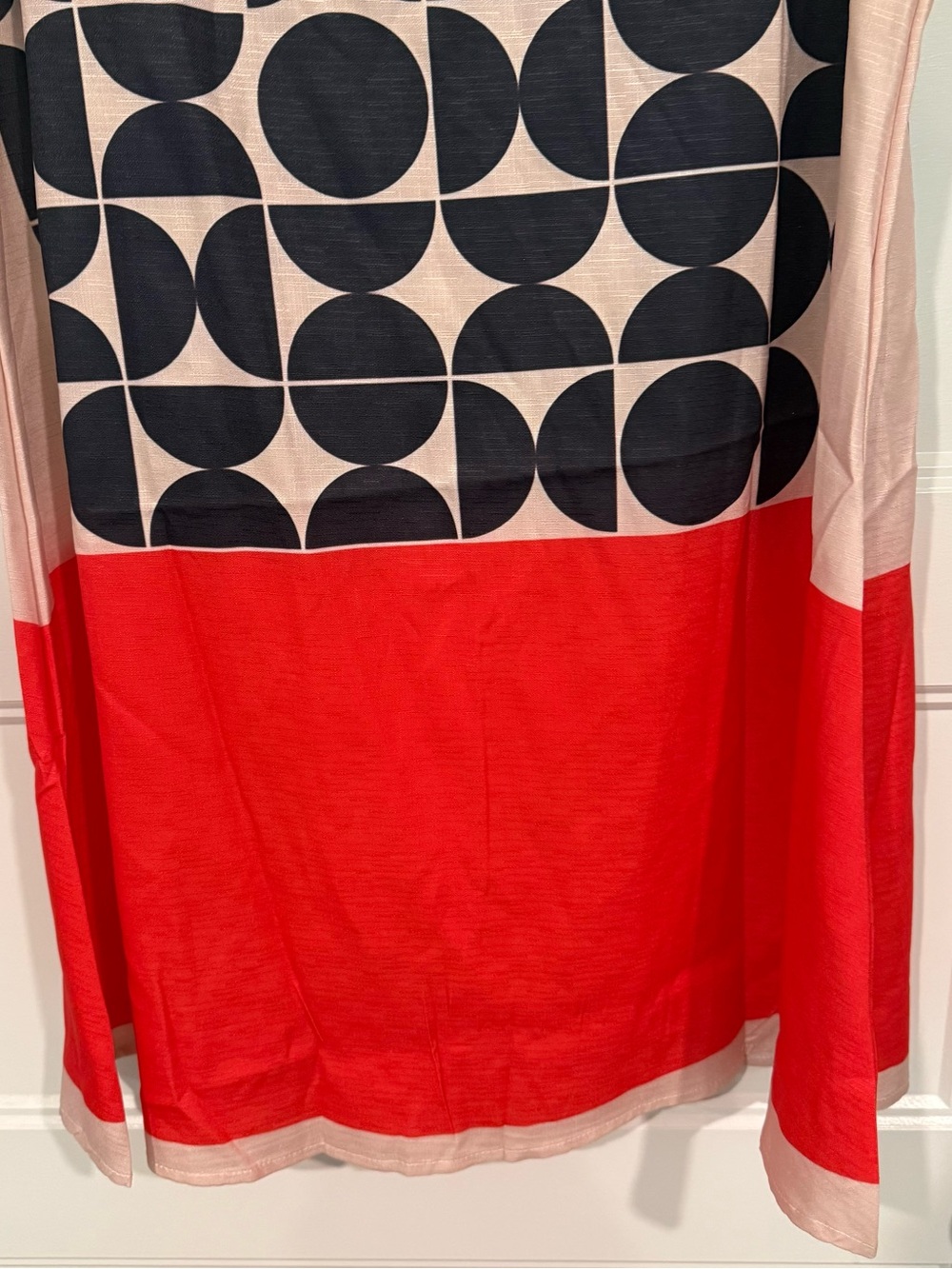 Sleeveless Geometric Block Print Dress in Blush Pink and Red - Picture 5 of 6